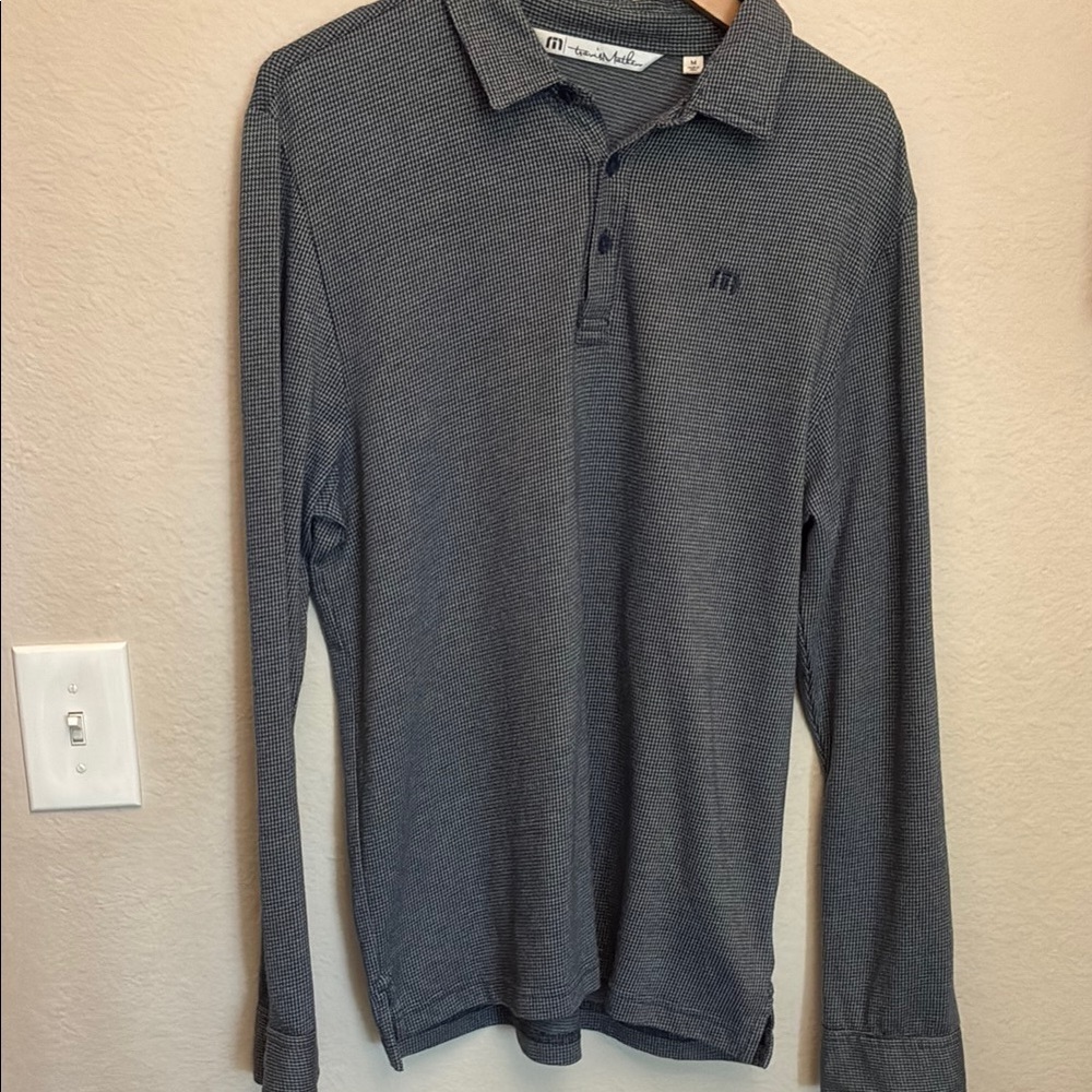 Travis Mathew Blue Long Sleeve Polo Shirt M